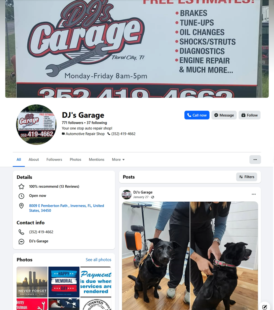 Dj's garage facebook page