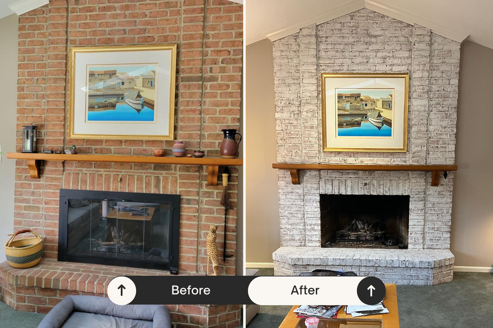 Limewash fireplace