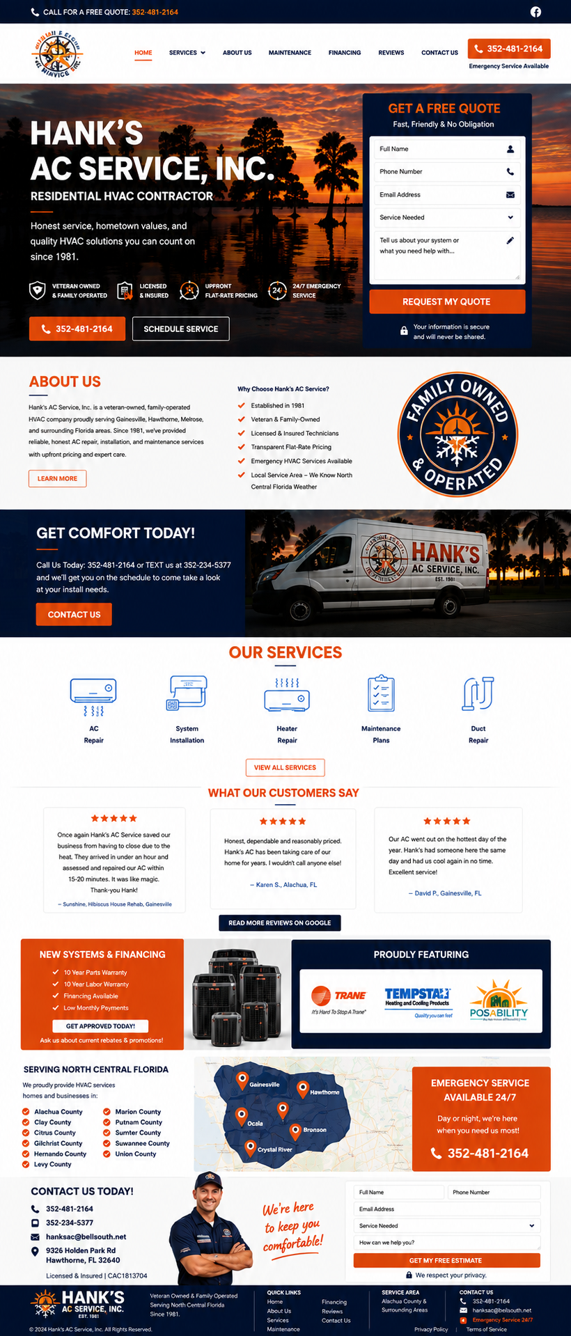 Hank's ac service mockup