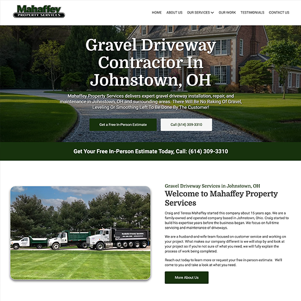Mahaffey property services website design example