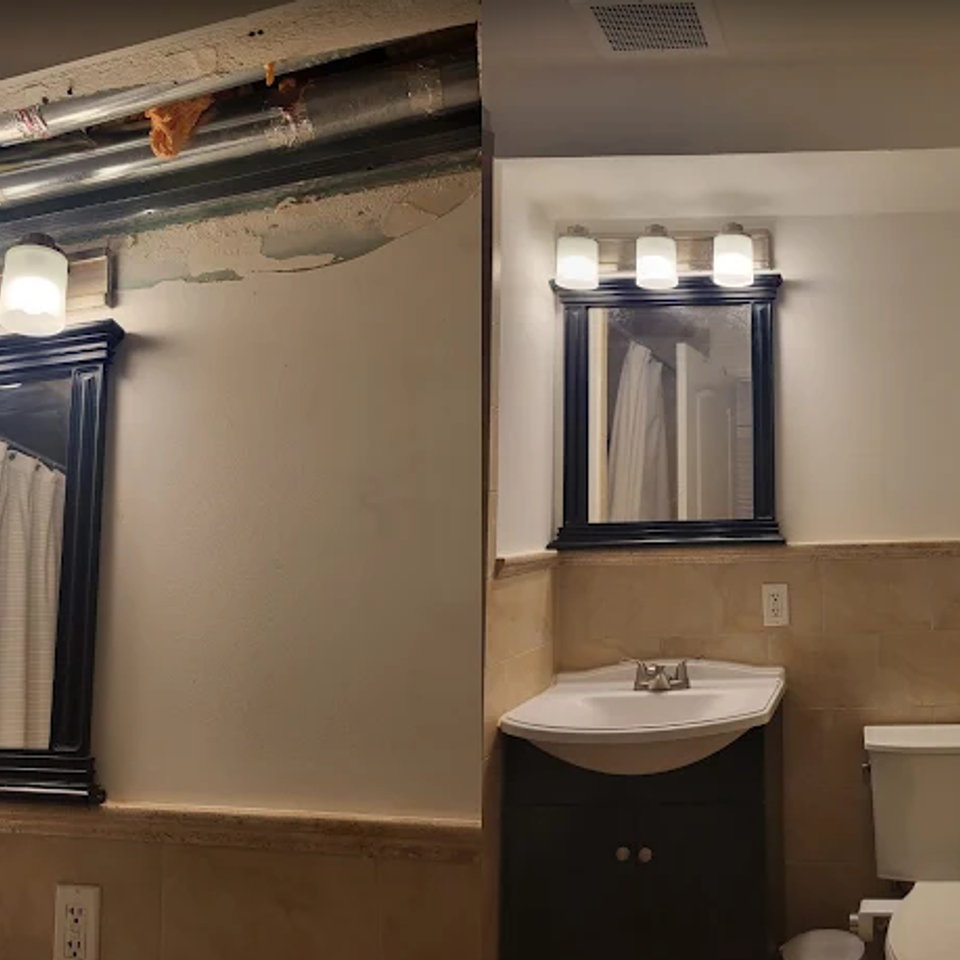 Bathroom drywallrepair beforeandafter