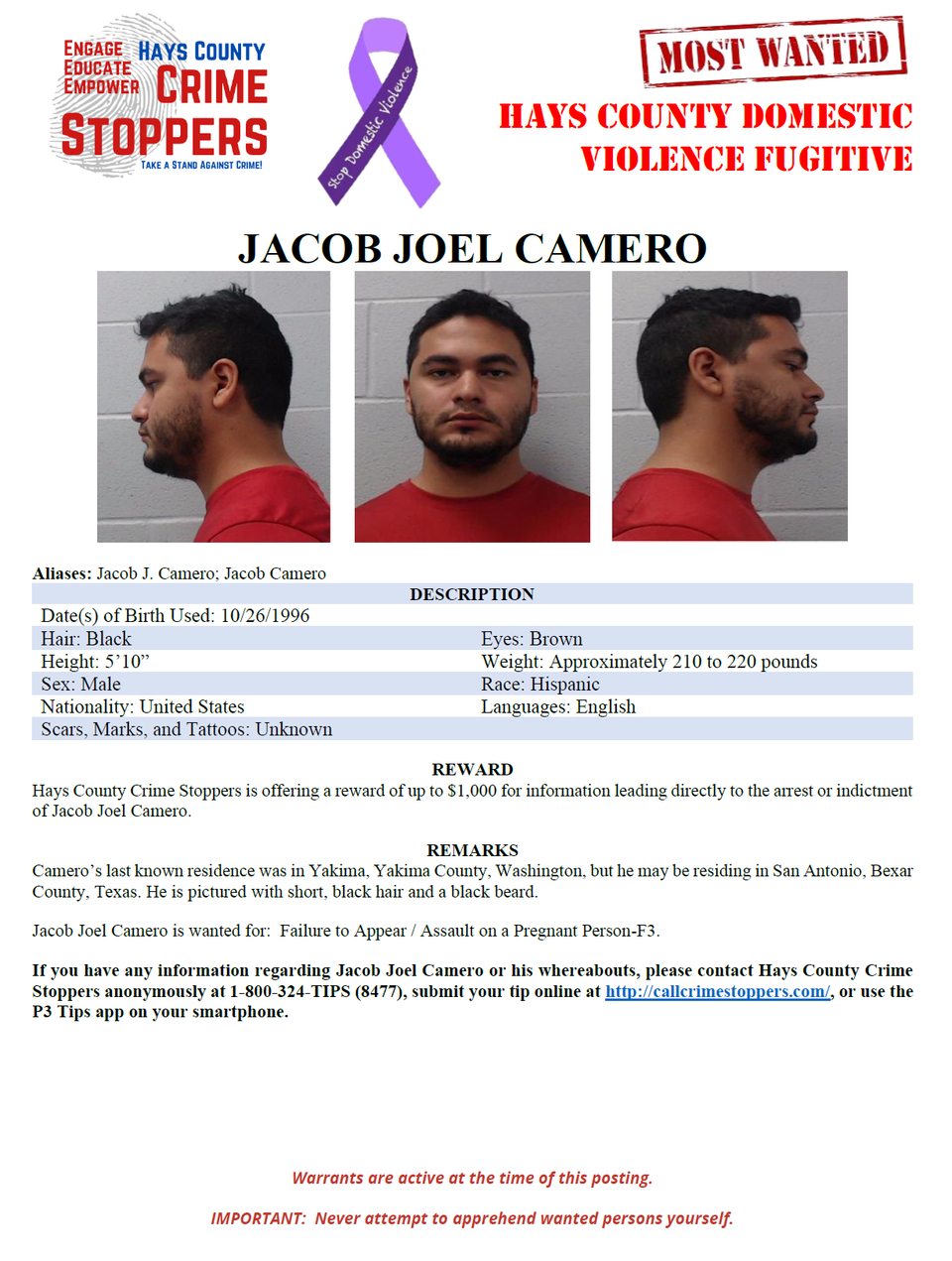 Camero most wanted poster