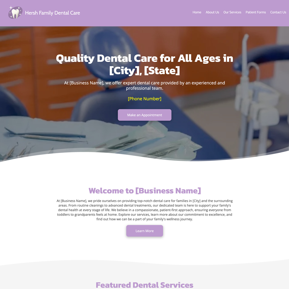 Best dentist website design template