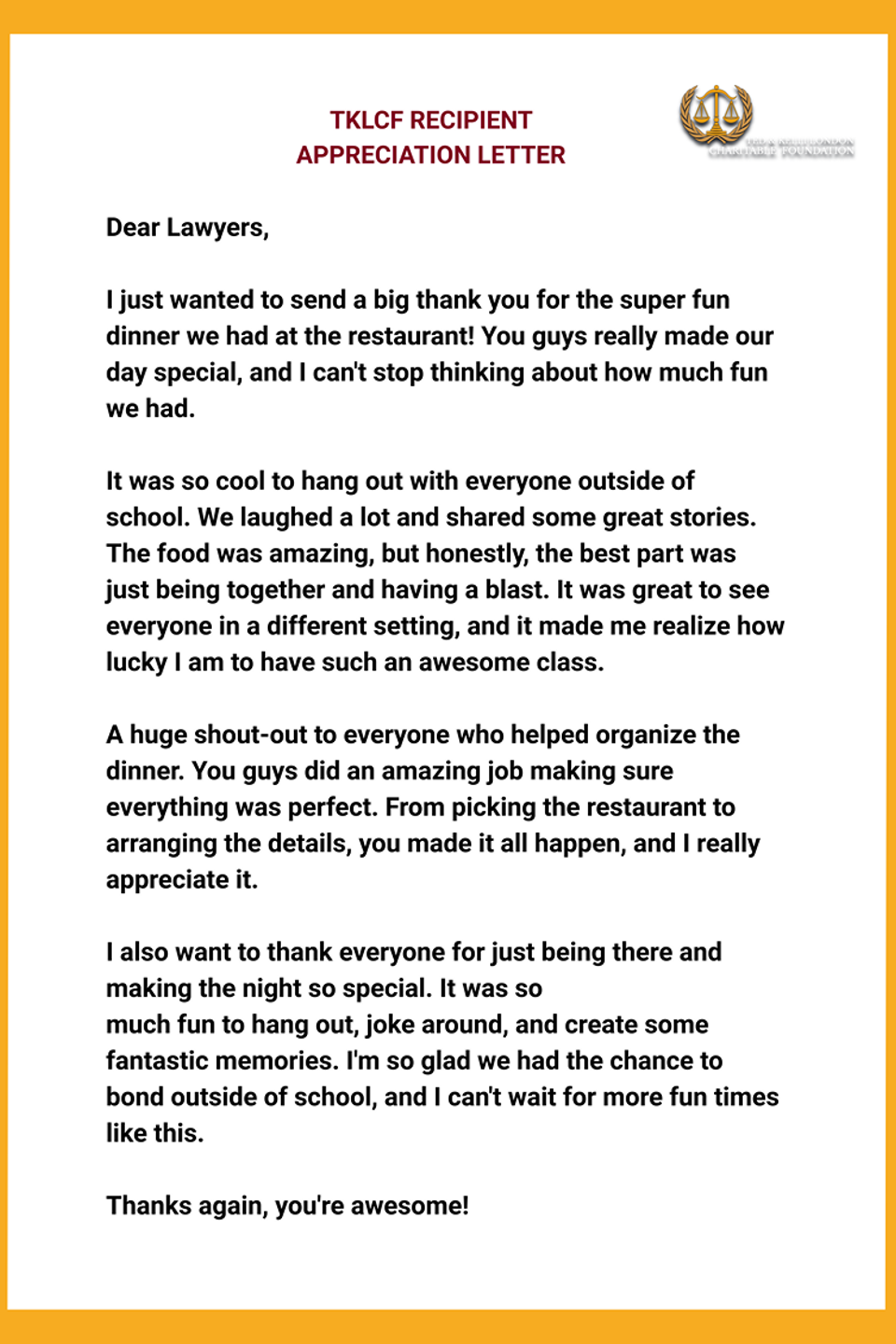 Tklcf appreciation letter 8