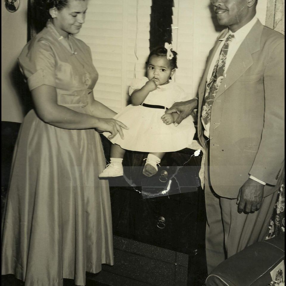 Mama   daddy at bev's 1st birthday party
