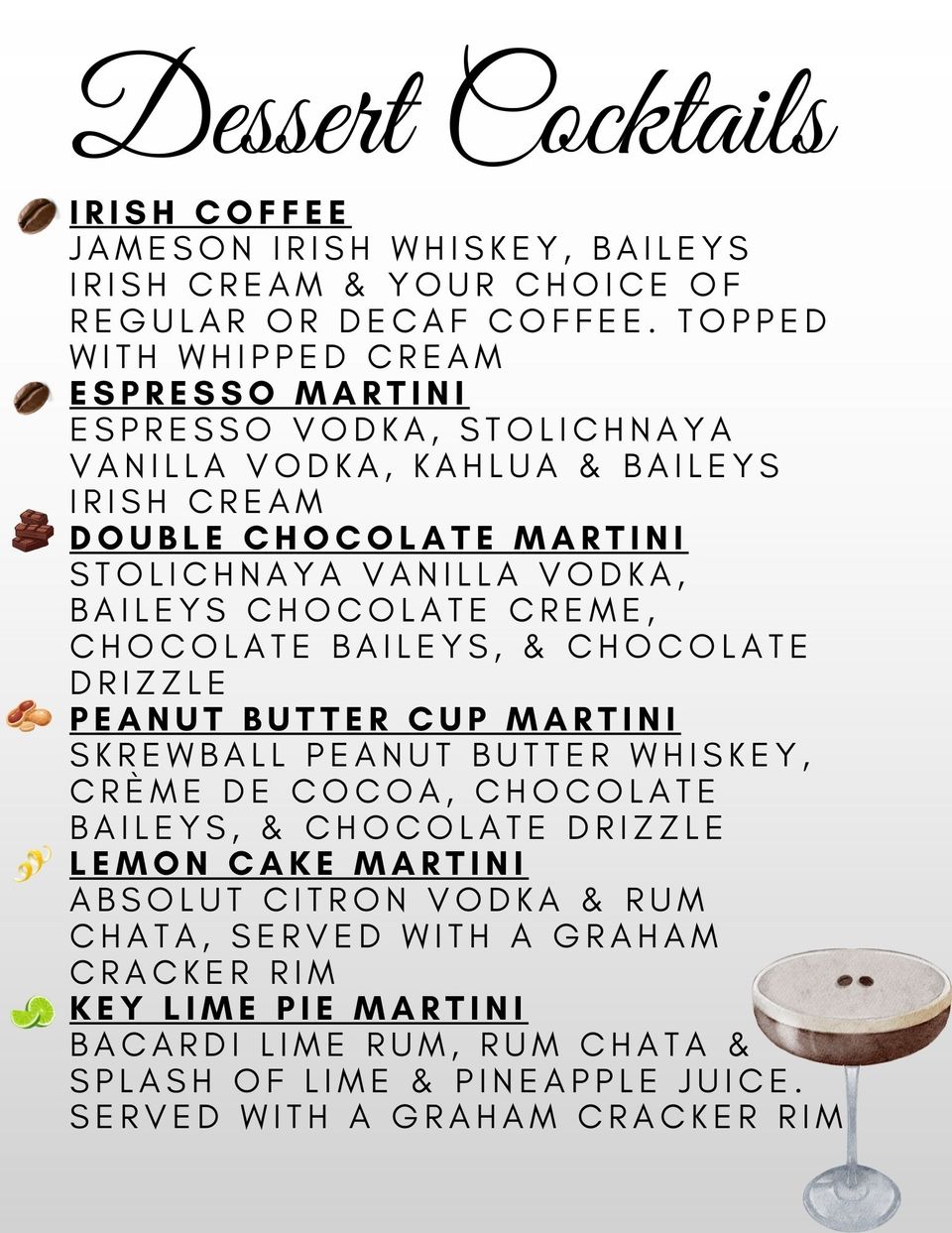 Copy of dessert cocktails