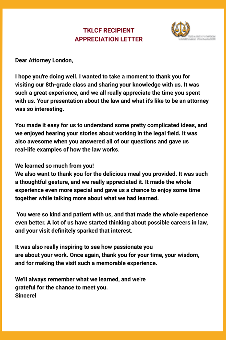 Tklcf appreciation letter 12