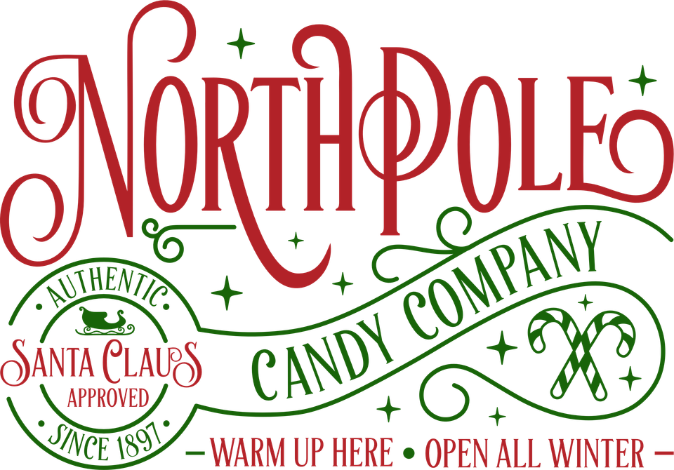 Seasons   christmas north pole candy company red and green