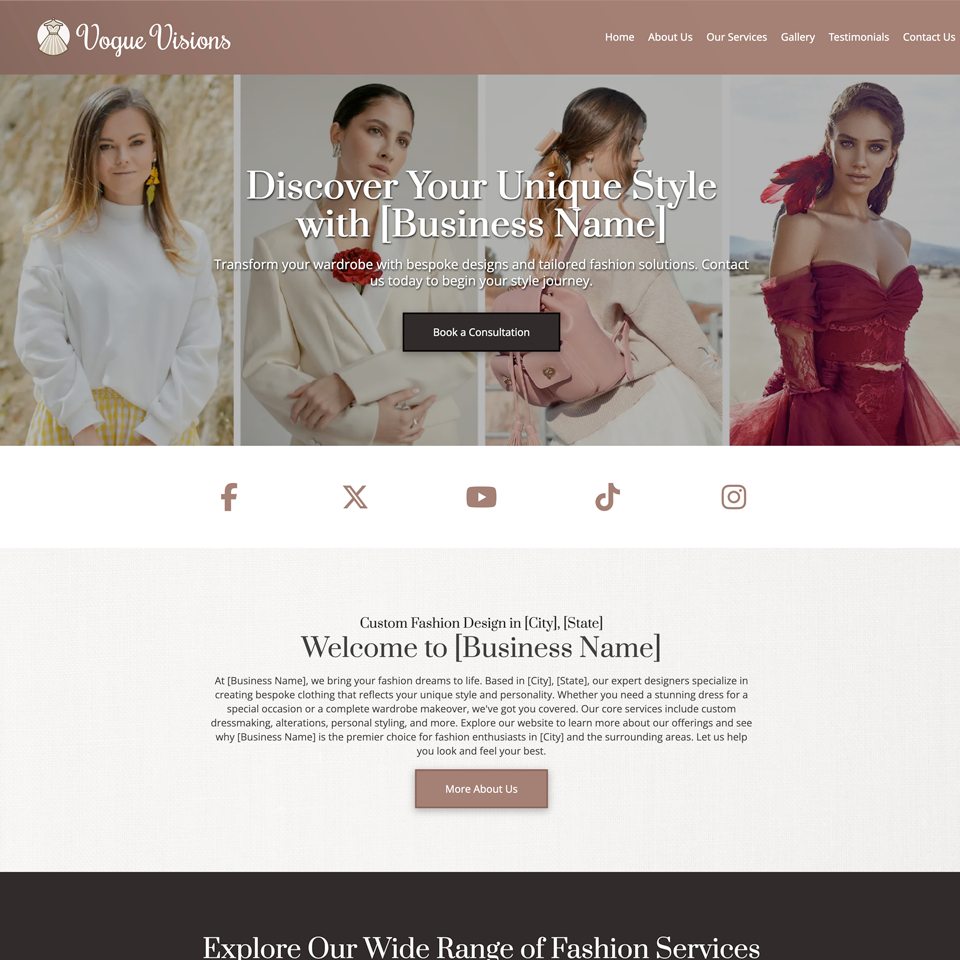 Fashion designer website design theme