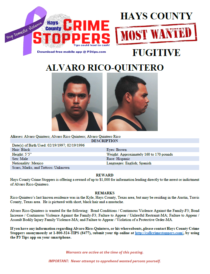 Rico quintero most wanted poster