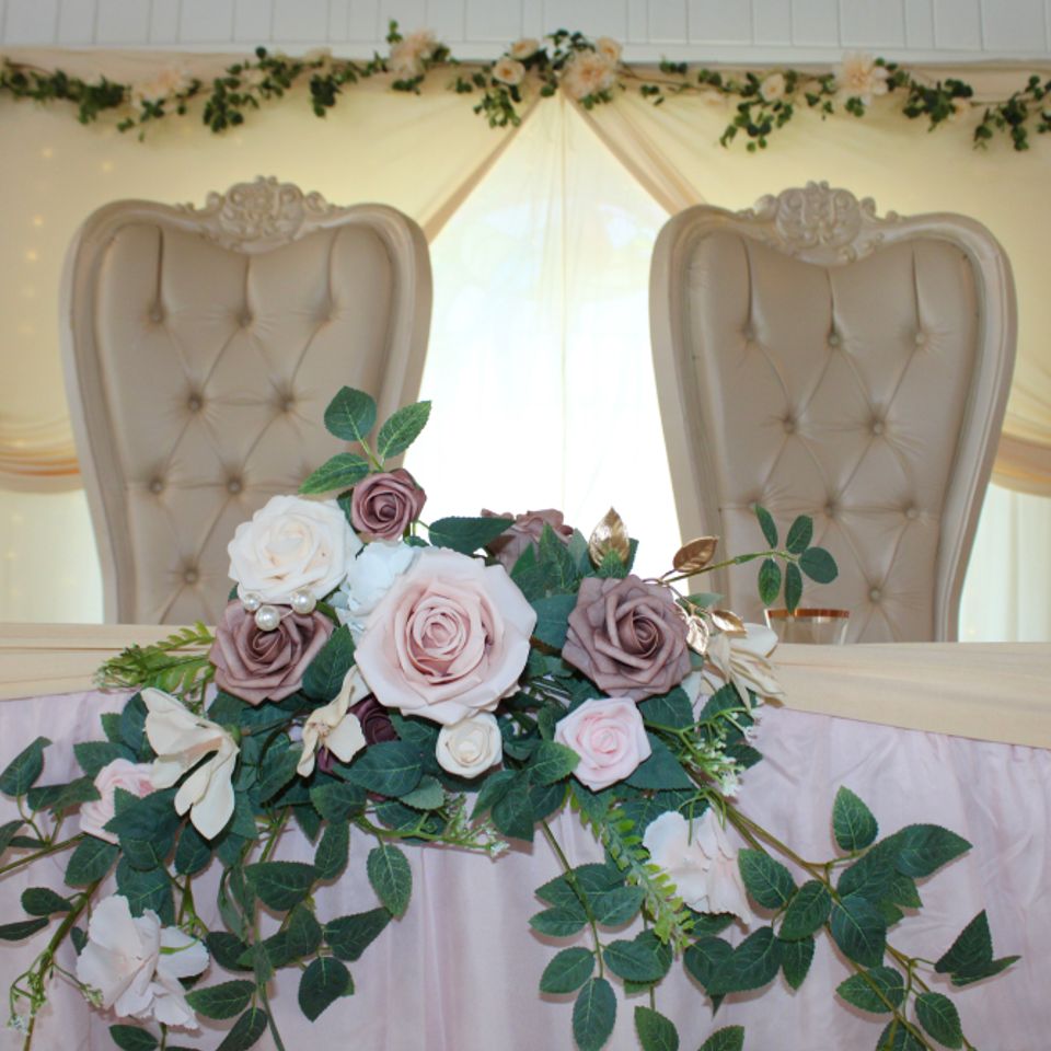 Bride and groom sweetheart table