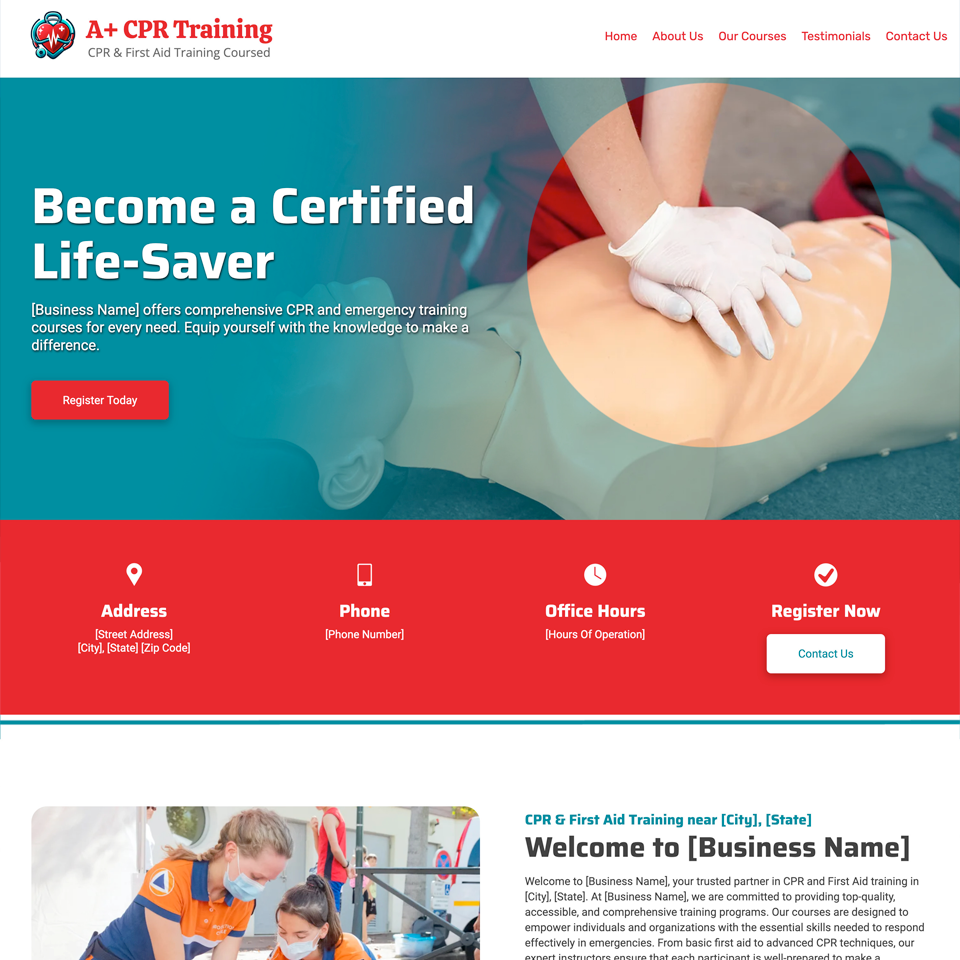 Cpr training website design