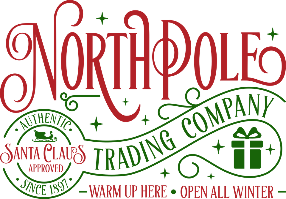 Seasons   christmas north pole trading company red and green