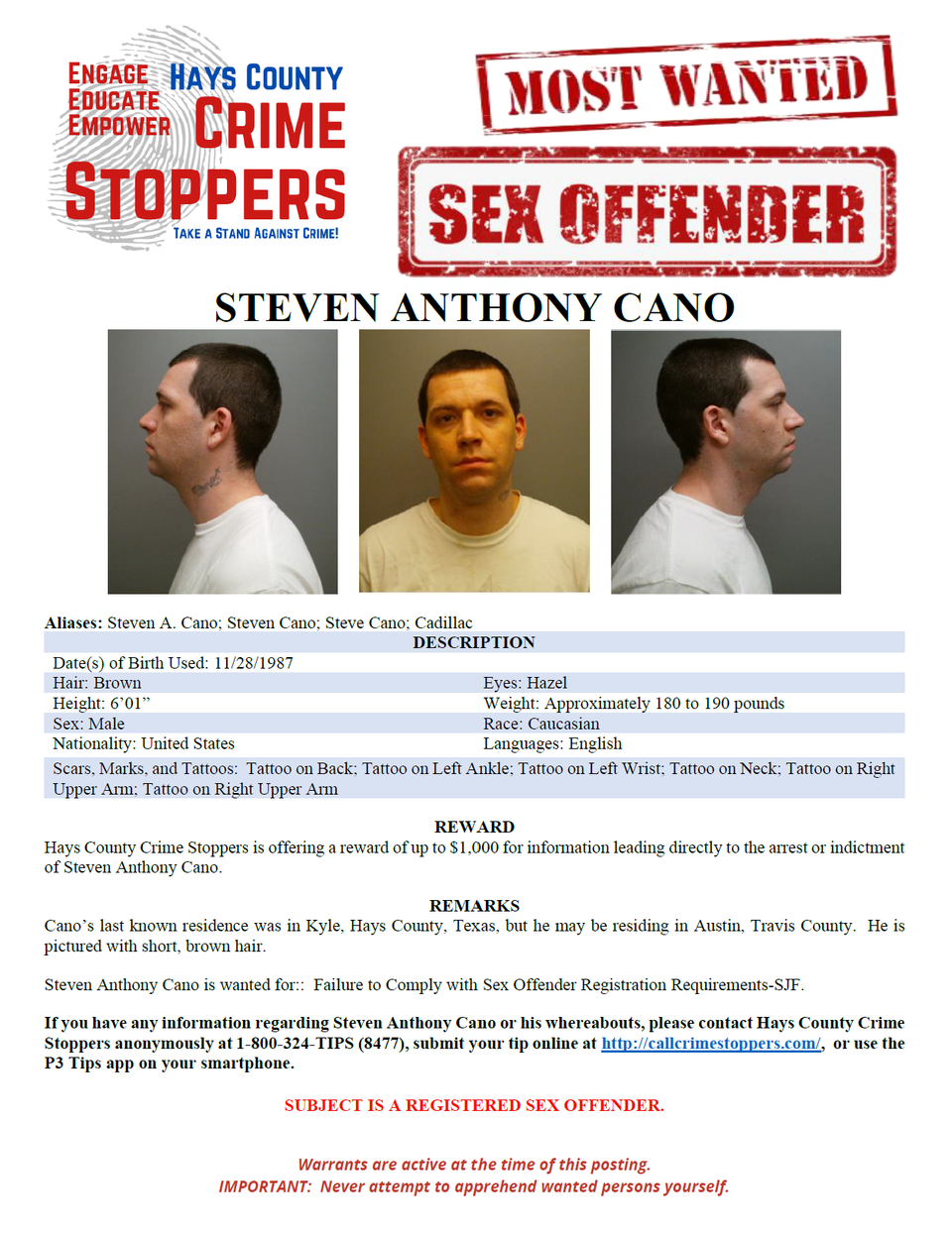 Cano most wanted poster