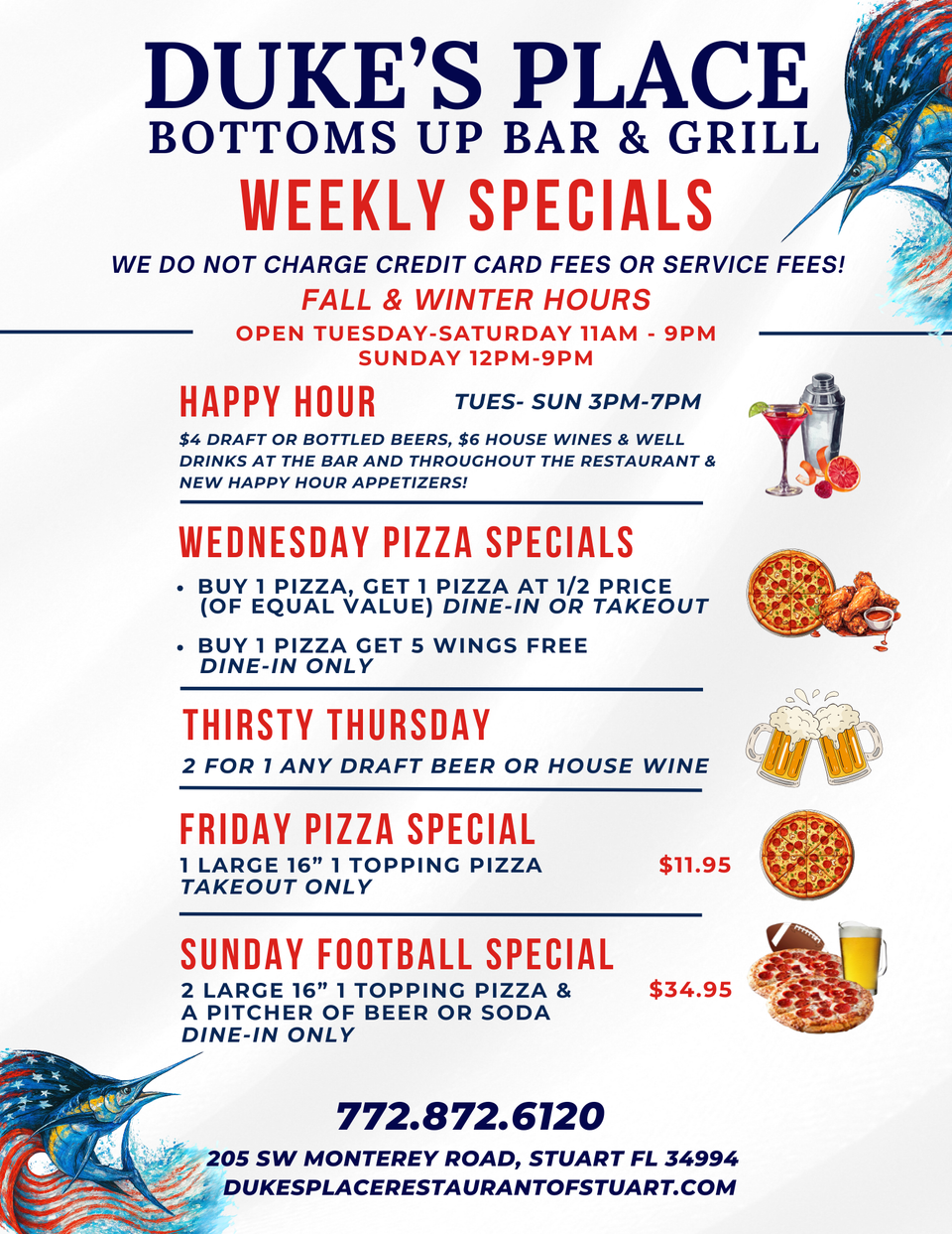 Duke's bar new weekly specials 9 23 25