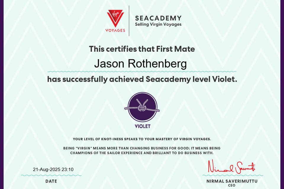 Certificate violet tier caribbean