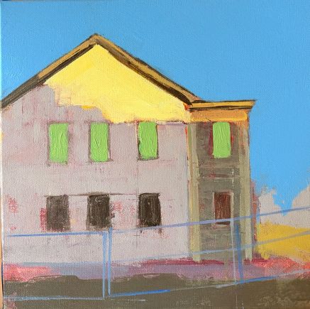 Athenaeum Under Construction I, 2026, Acrylic on Canvas 12x12 inches