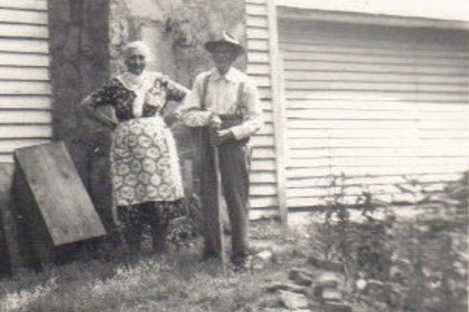 Bessie and fletch outside their house