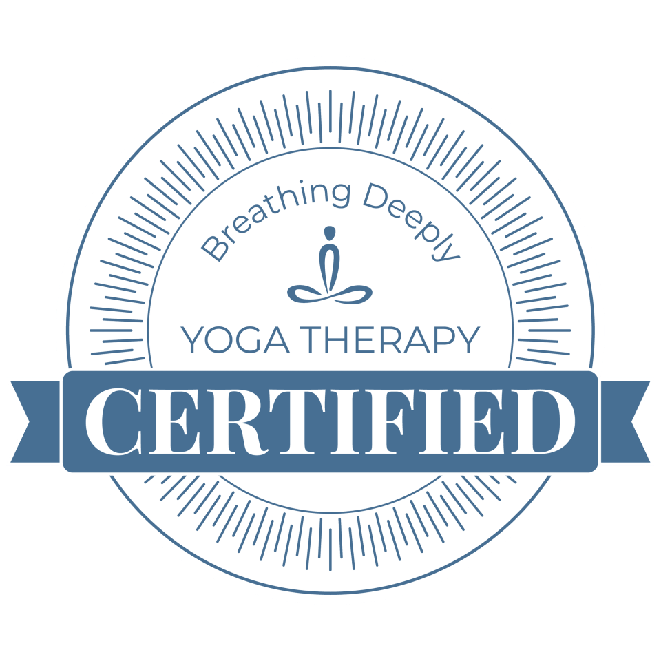 Breathing deeply yoga therapy certified badge