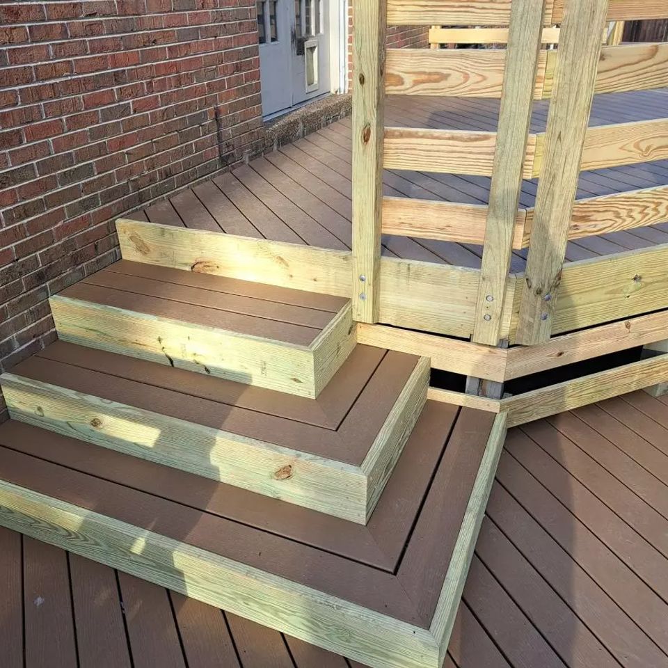 Wood patio deck build casas adobes
