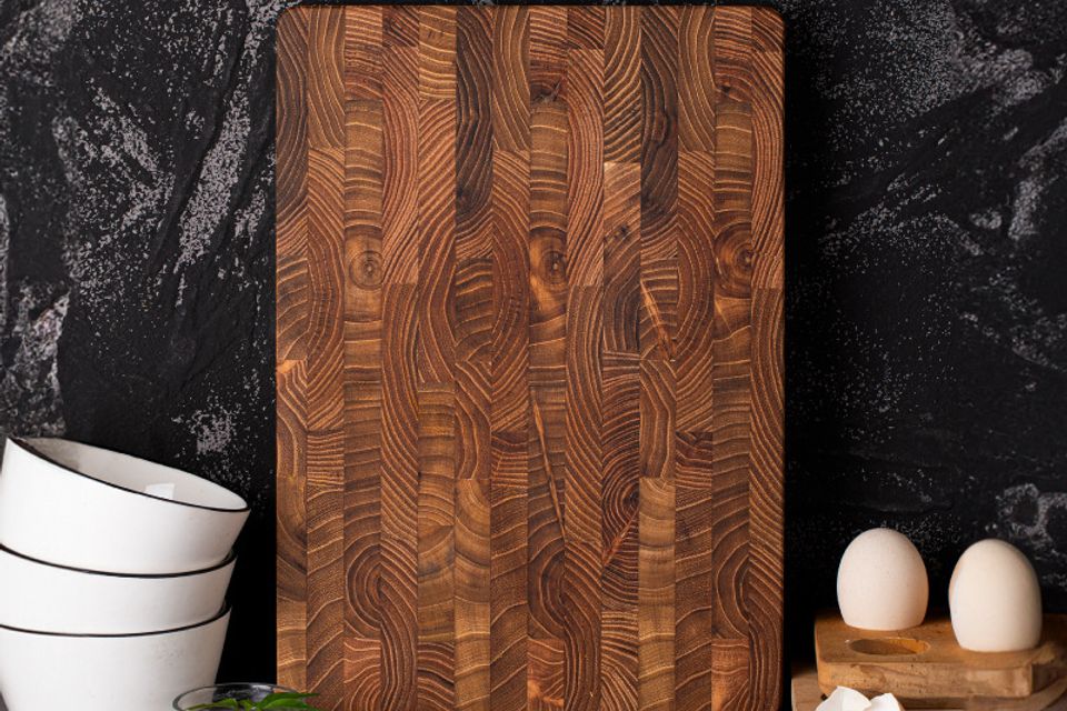 Teak cutting board lifestyle