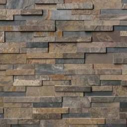 Rustic gold stacked stone panels
