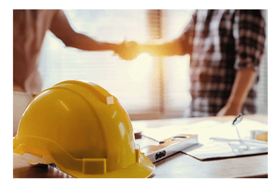 Hard hat on table