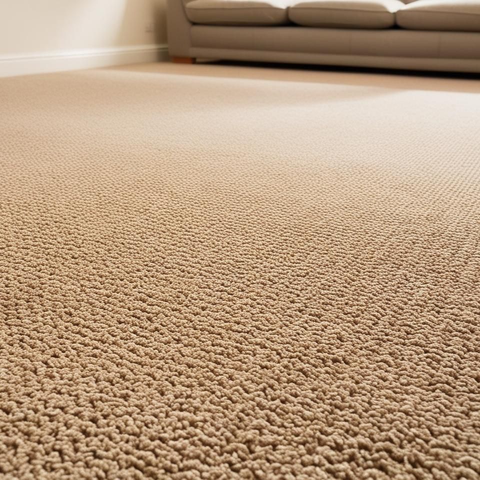 Professional installation of high-quality plush carpet in a residential living room by Concord Carpet And Hardwood.