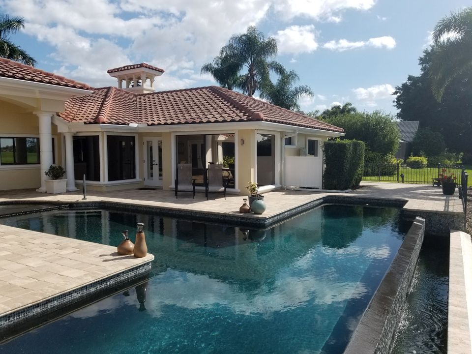 New home construction with pool