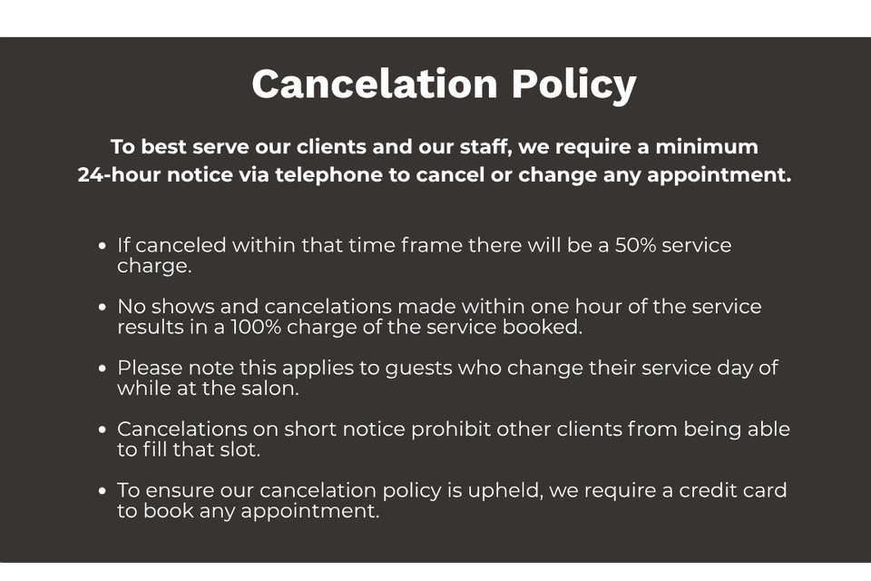 Cancelation policy