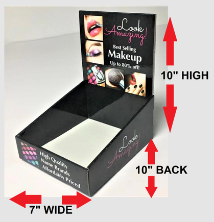 These Makeup Display Boxes measure 10" x 10" x 7"
