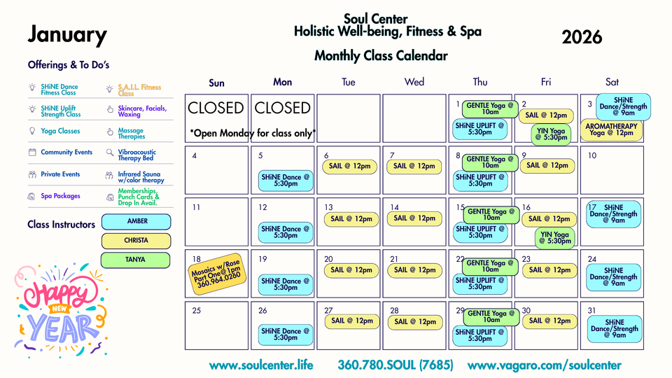 Soul center 2026 calendar 