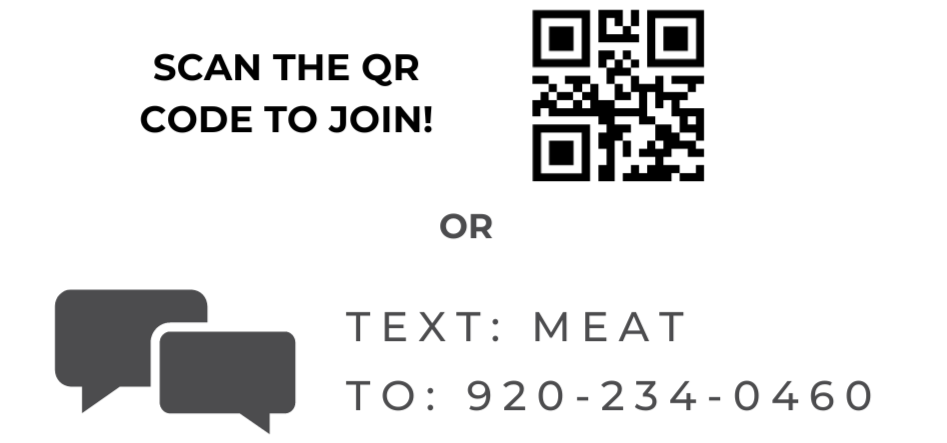 Brillion butcher shop text club flyer clipped to qr code