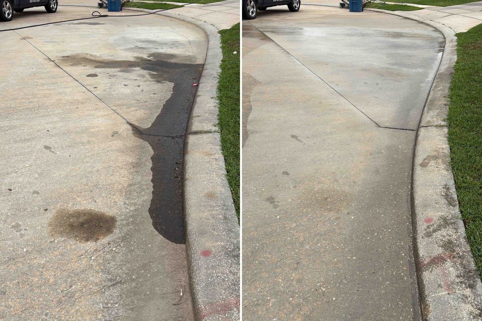 Oil stain removal before and after