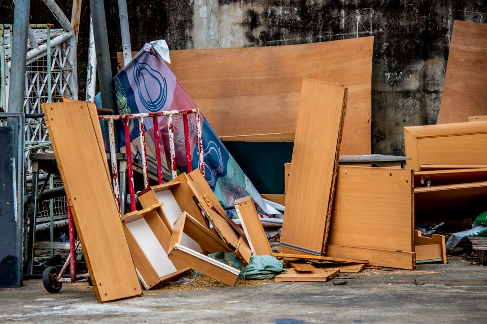 Stack chairs construction site