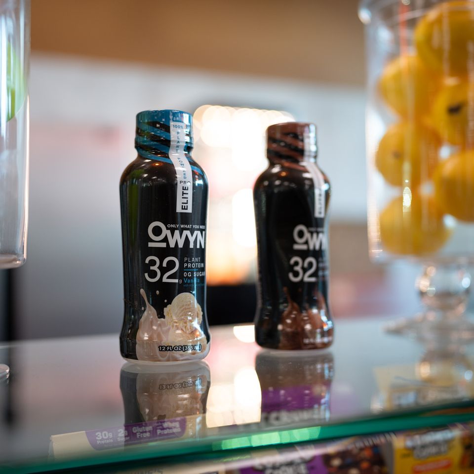 Different workout drinks to choose from at the smoothie bar at Maximus Gym in Riverhead