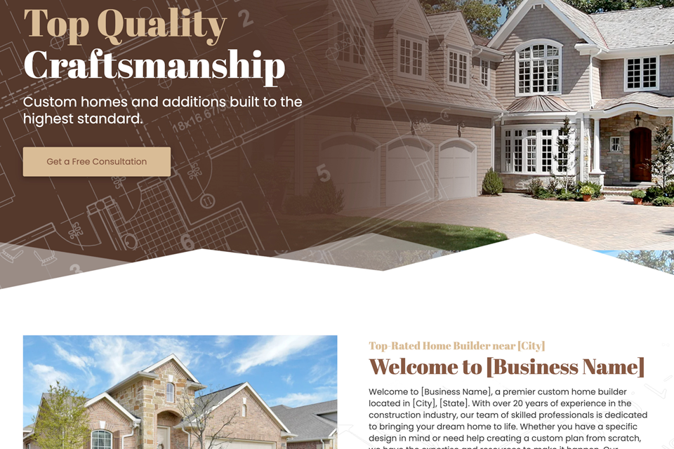 Home builder website design theme