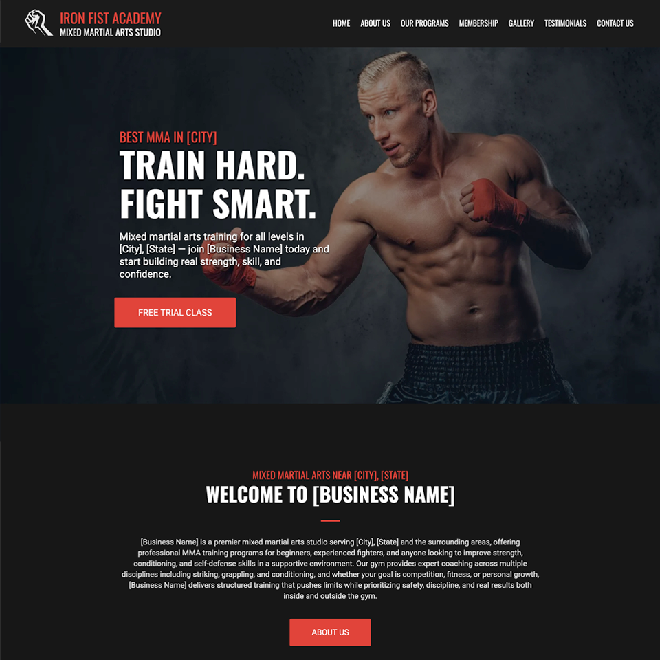 Mixed martiaal arts mma website design theme