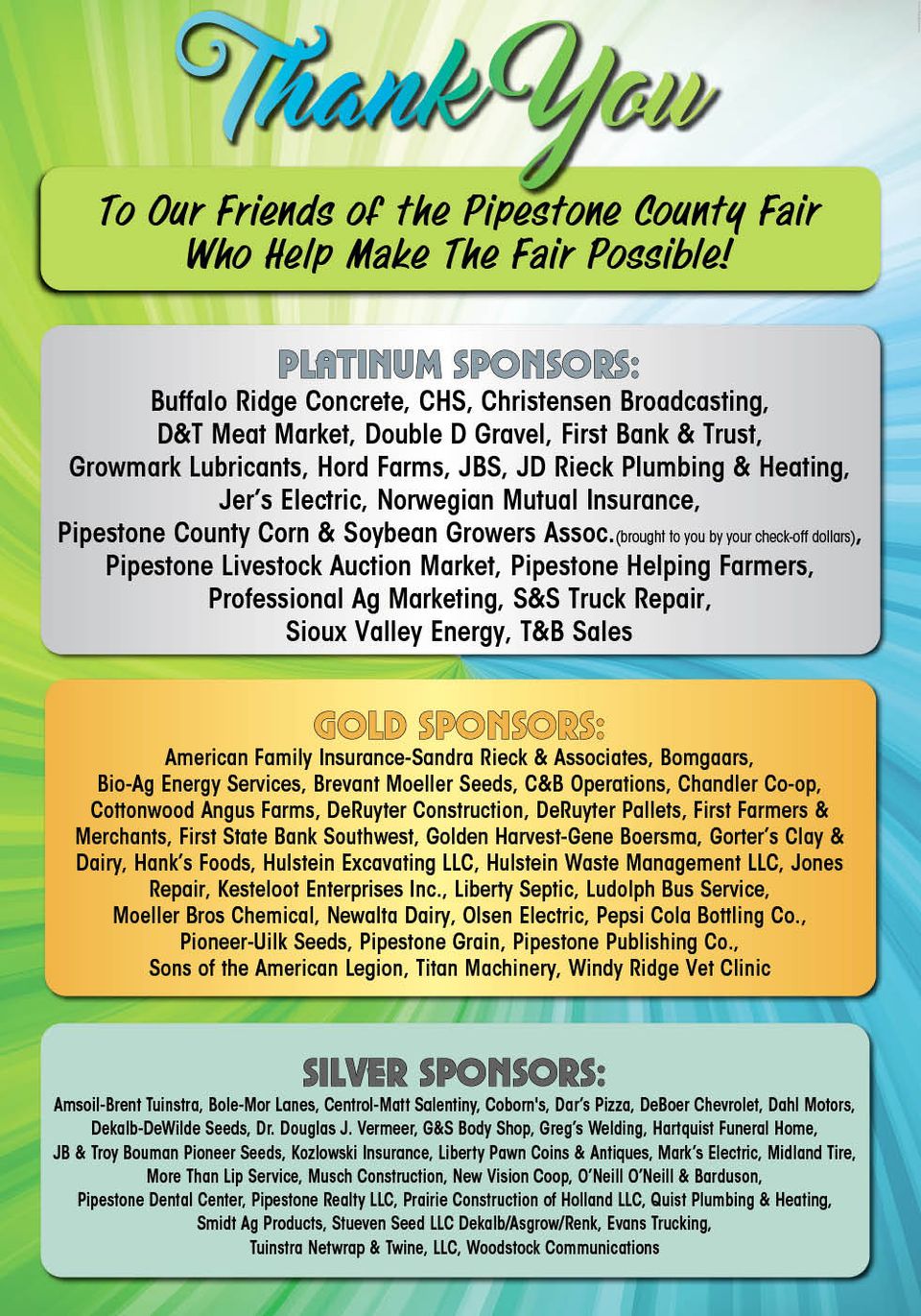 Sponsor thank you