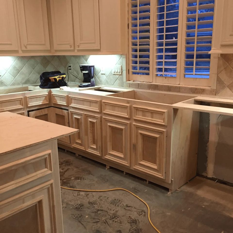 Kitchen remodeling project with custom cabinet installation by Media Construction in Spring Texas