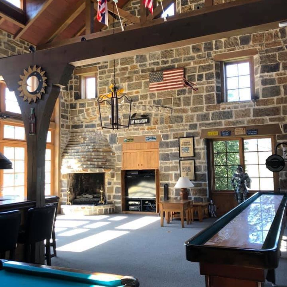 3d solutions general contractors   tulsa oklahoma   country style stone wall wood beam vaulted game room build