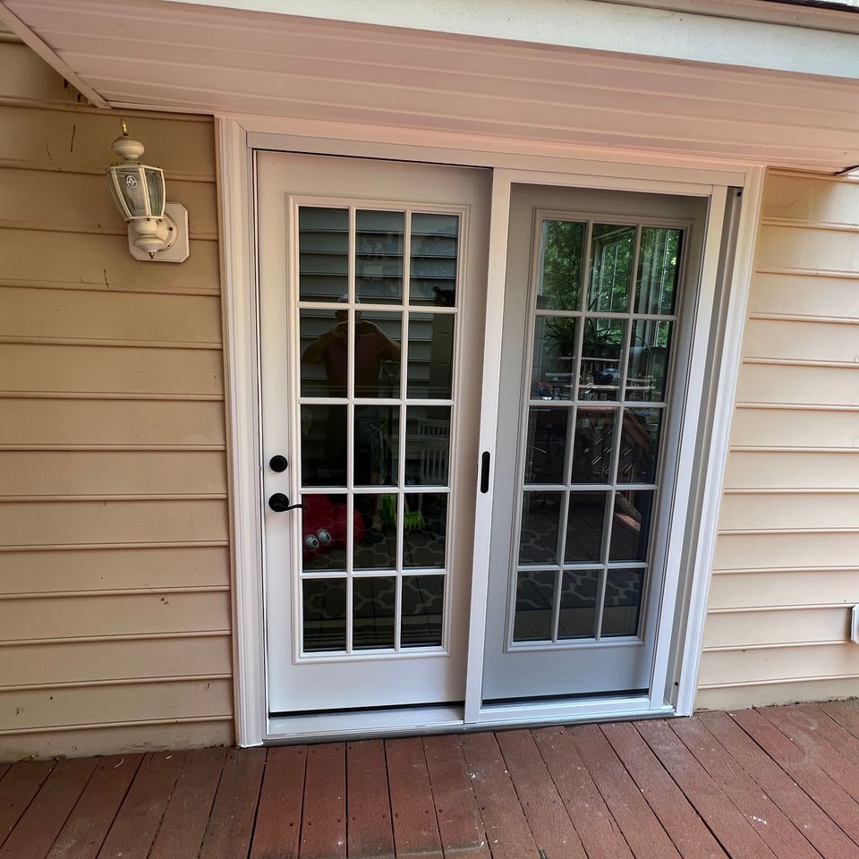 Finished installation of hinged patio doors