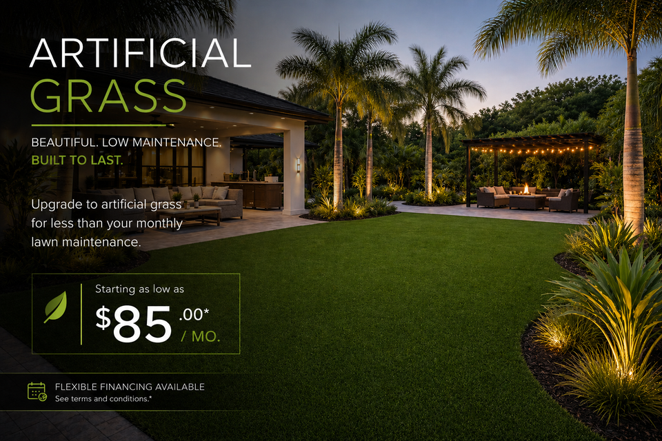 Artificial grass starting as low as $85. monthly