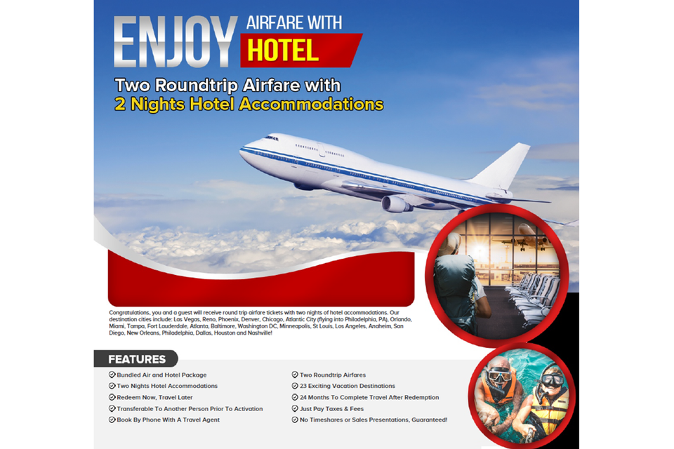 Airfare plus 2 nights hotel for two   png