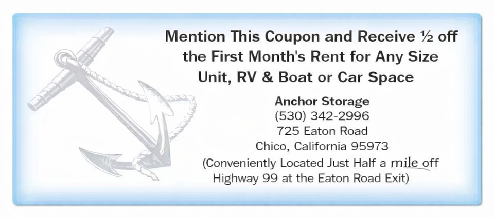 Anchor storage coupon