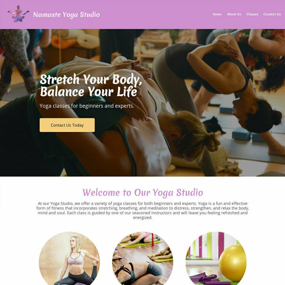 Yoga studio website template 960x960
