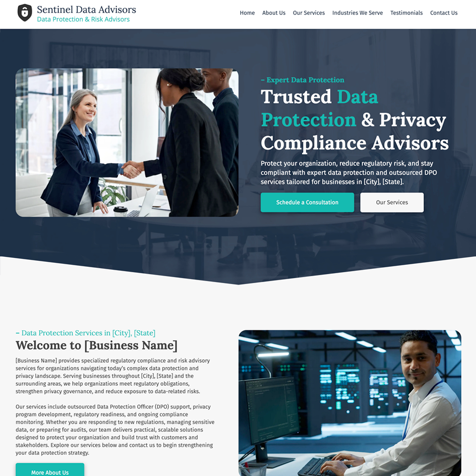 Data protection website design theme