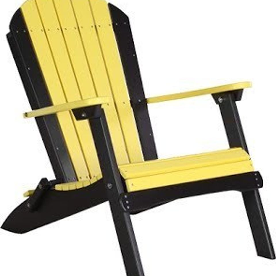 Sunrise poly lawn   hardwood furniture   paden  oklahoma   luxcraft collection   pfacyb folding adirondack chair yellow   black20180515 26137 1m2vkyc