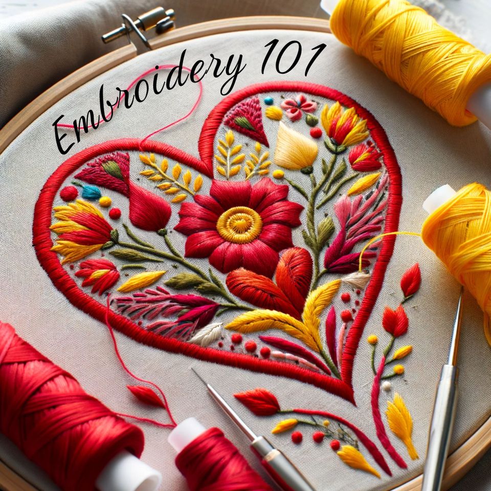 Embroidery 101 with heart shaped emboridery
