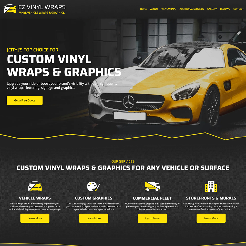 Vinyl wraps website design template
